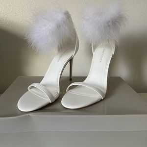 Marc Fisher Feather White Heels